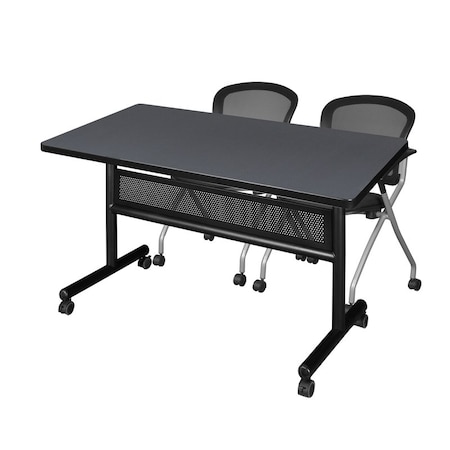 Kobe Rectangle FlipTop Table, 48" W, 29" H, Laminate Top, Gray MKFTM4830GY23BK